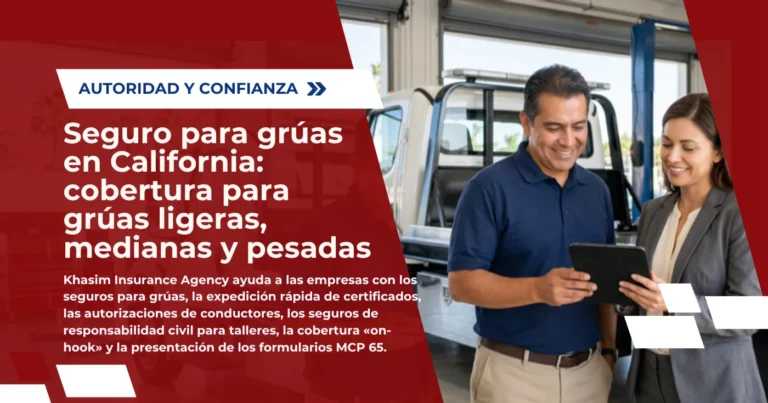 Seguro para grúas en California: cobertura para grúas ligeras, medianas y pesadas
